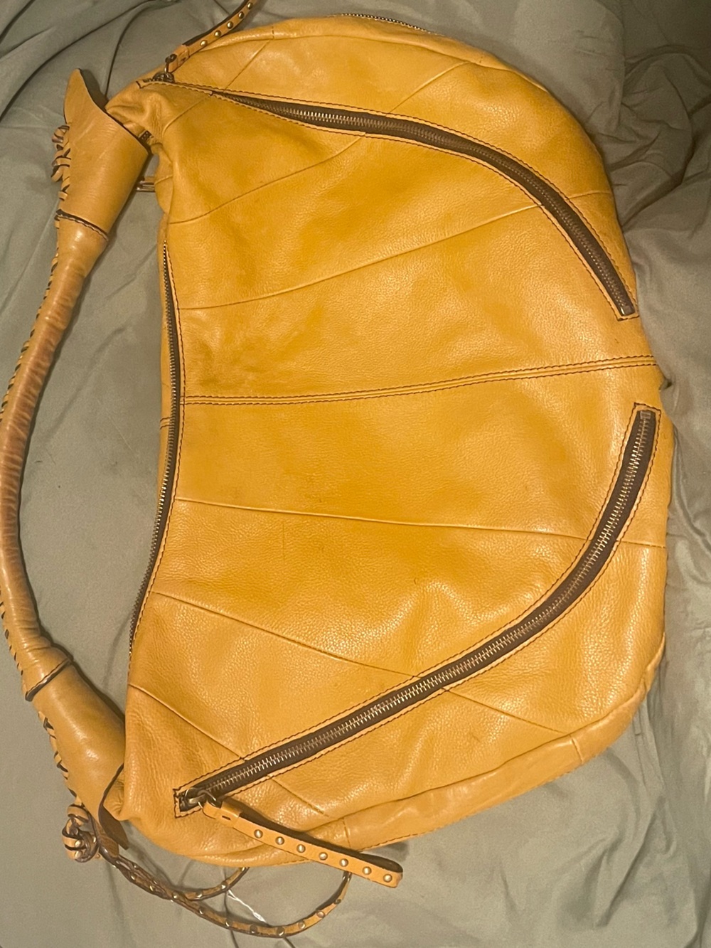 orYANY Mustard Leather Shoulder Hobo Bag